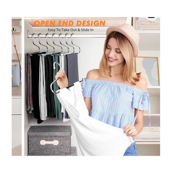 Hodola 5 Pack Open Ended Pant Hangers Non-Slip - Picture 4 of 7